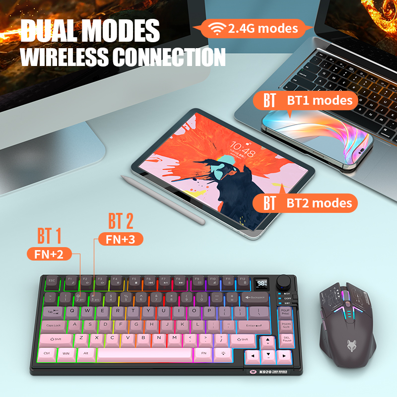 2.4G Dual-Mode Bluetooth Wirel - Gaming Keyboard Ergonomic ulasan dan harga