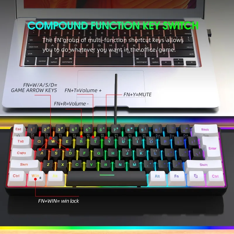 Keyboard and Mouse 60% Compute - Gaming Keyboard Ergonomic ulasan dan harga